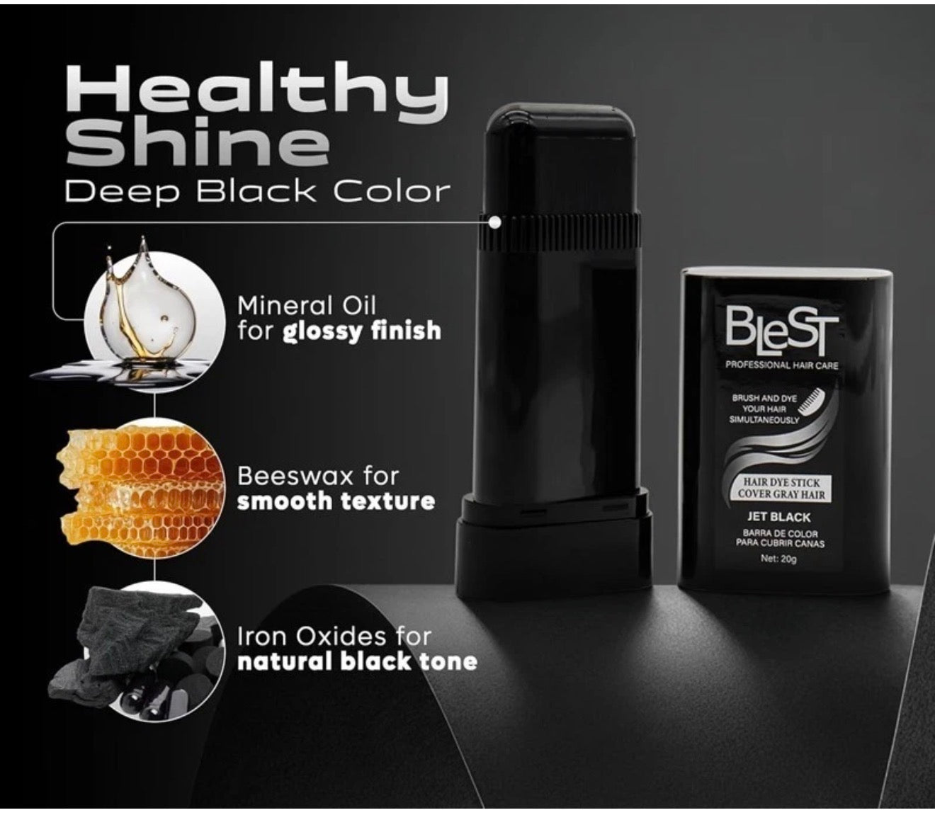 Blest Professional Hair Care Hair Dye Stick Jet Black, Brush And Dye