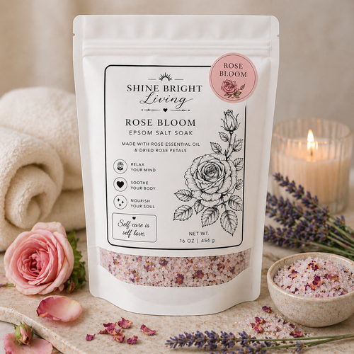 Epsom luxury bath soak - Lavender Calm or Rose Bloom 8oz