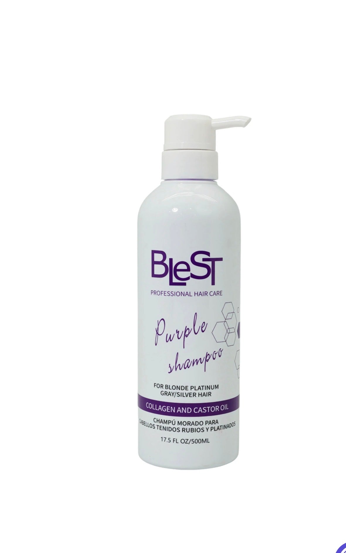 Blest Purple Shampoo With Collagen And Castor Oil -Large bottle 500ml
